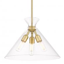  0511-3P BCB-CLR - Malta 3 Light Pendant in Brushed Champagne Bronze with Clear Glass Shade